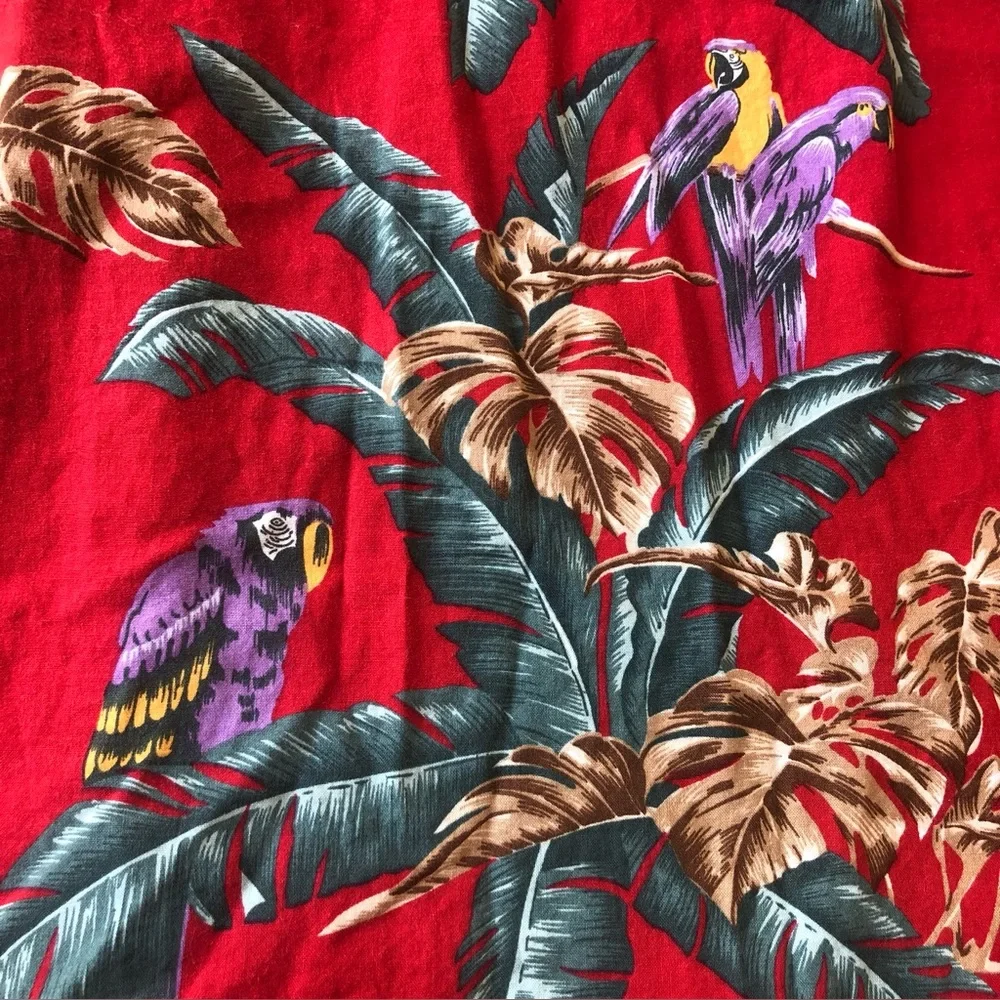 Red and Purple Casual Button Down Shirt with Tropical Print - Picture 5 of 9